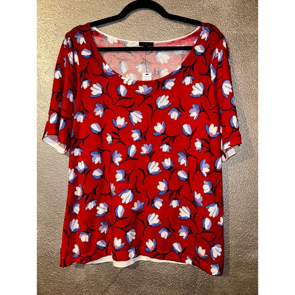 Talbots Plus X Red Short Sleeve Floral Sweater X NWT - Picture 1 of 6